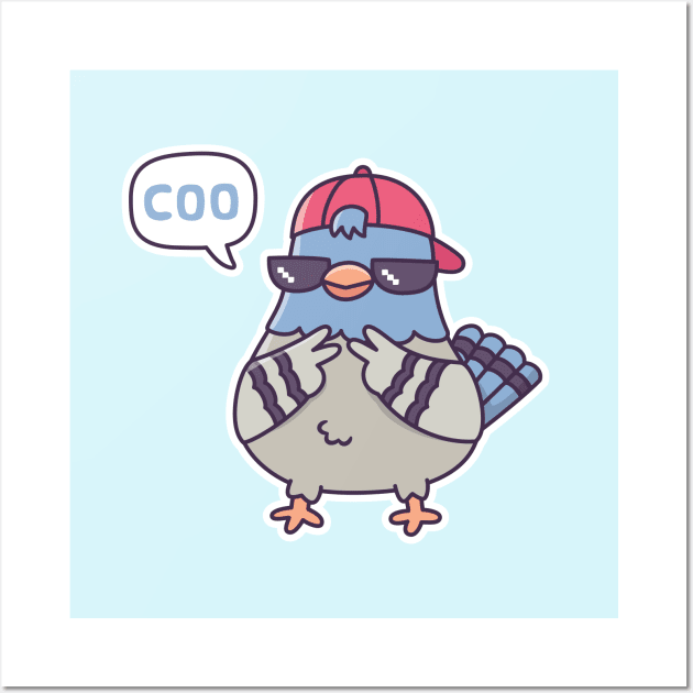 Cool Pigeon Says Coo Funny Wall Art by rustydoodle